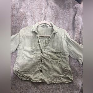 Zara Linen Light Green Blouse - XS